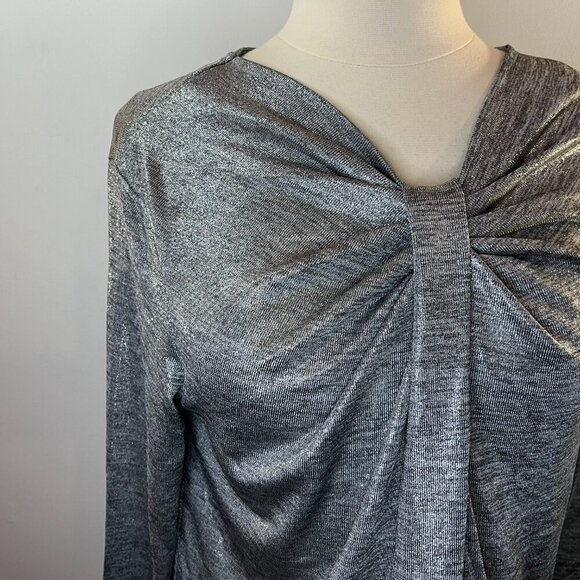 H by Halston Women's Silver Metallic Long Sleeved Top - Size Small - NWT - Picture 3 of 5